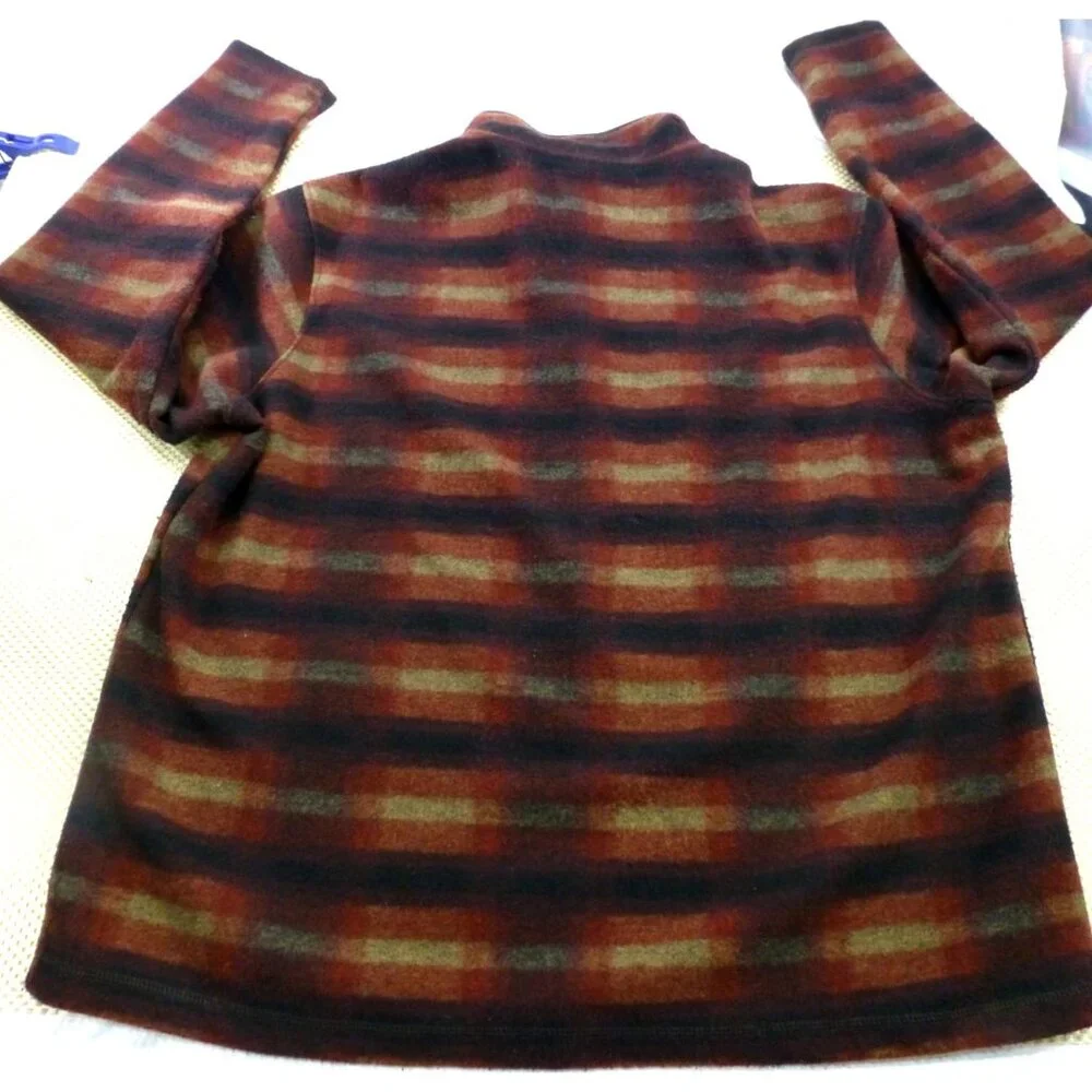 John Wayne Sweater Mens XL Navy Red Green Plaid Wooly Fleece Quarter Snap - Picture 2 of 11